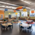 Salón educativo decorado con temática espacial para fomentar el aprendizaje.